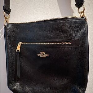 Coach Mae File Black Leather Crossbody Bag